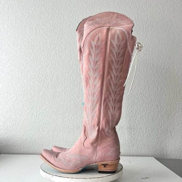 Lane LEXINGTON Over the Knee Womens Cowboy Boots 9 Blush Pink Western Cowgirl - Picture 4 of 13